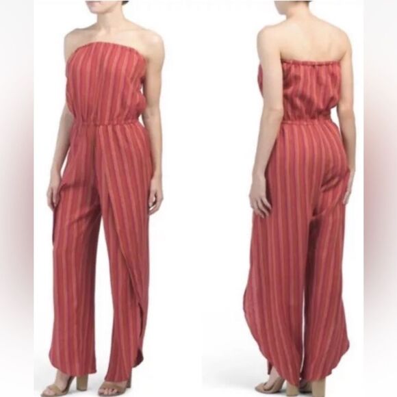 DREW Emerson Strapless Jumpsuit Red Magenta Size M - Picture 6 of 6
